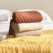 Popular knitted blanket throw  acrylic  knit blanket